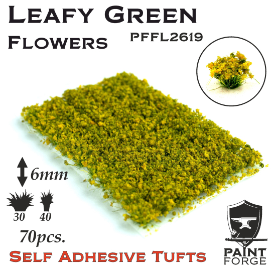 Paint Forge kępki kwiatków Leafy Green Flowers - 70sztuk / 6mm